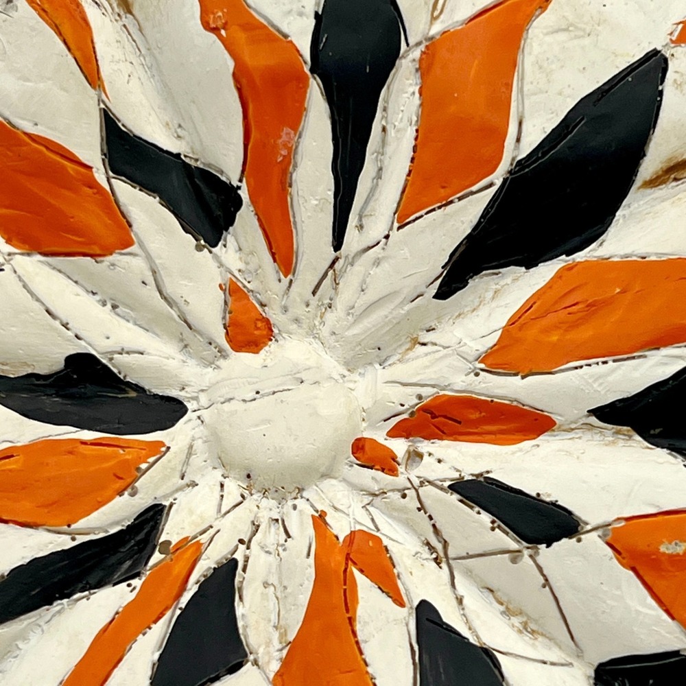 Vintage Black Orange White Hand Painted Harlequin Halloween Pumpkin Decor Fall - Picture 6 of 11
